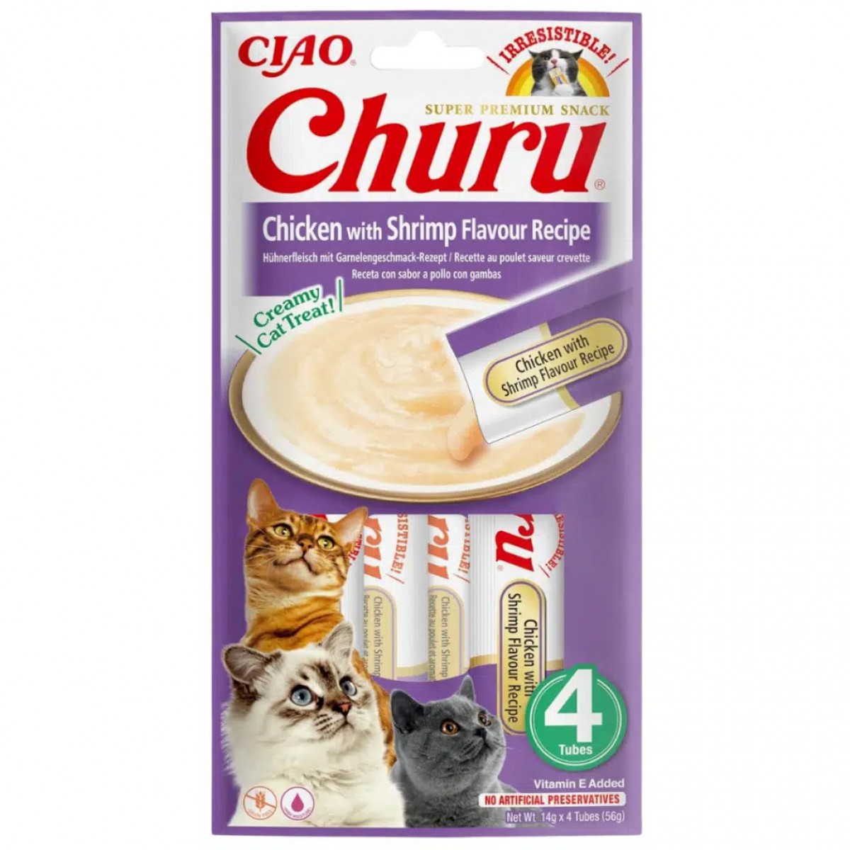 inaba Ciao Churu Cream Tavuklu ve Karidesli Krema Kedi Ödülü 4x14 Gr
