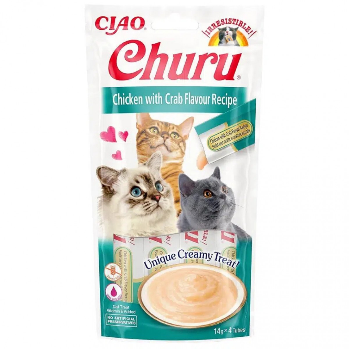 inaba Ciao Churu Cream Tavuklu ve Yengeçli Krema Kedi Ödülü 4x14 Gr