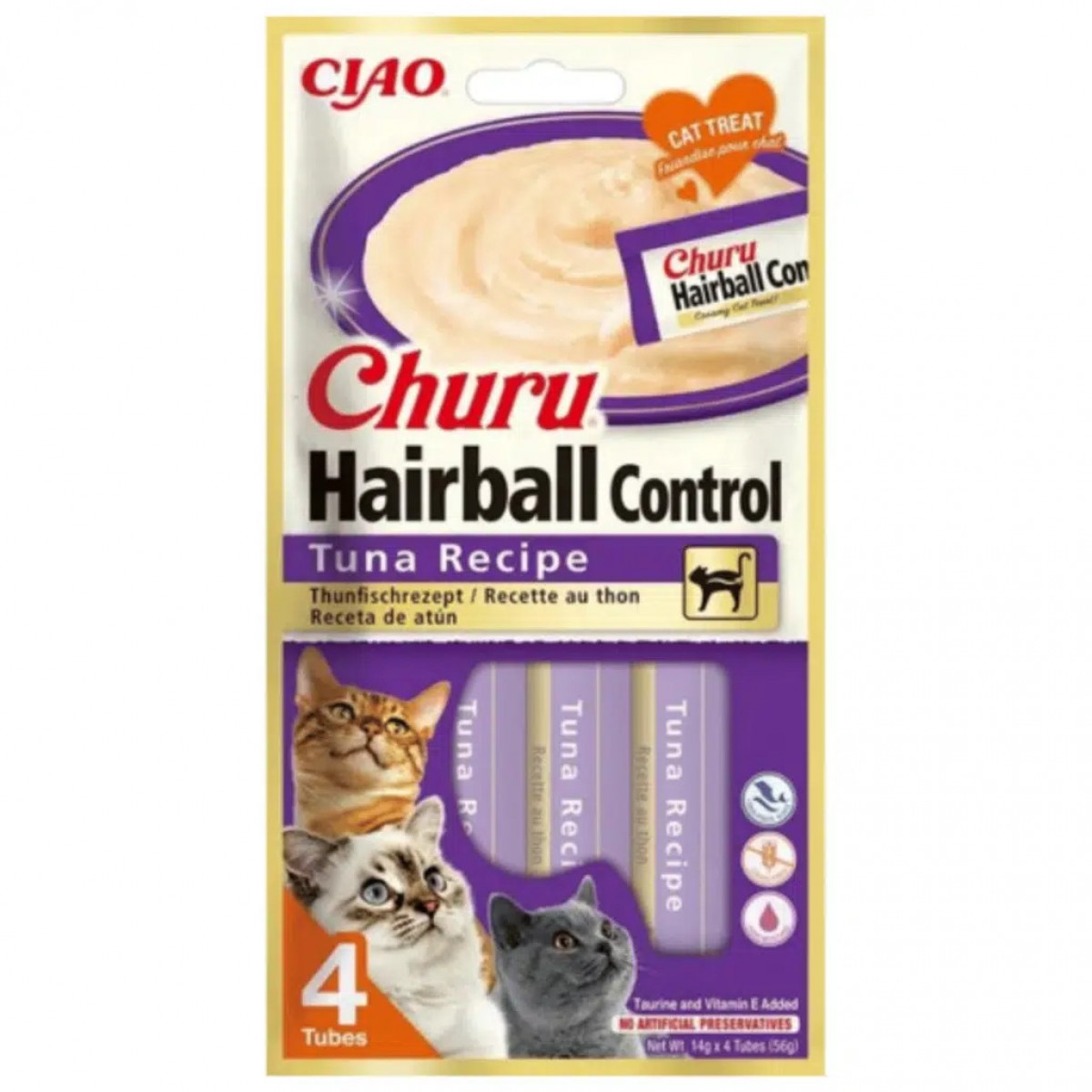 inaba Ciao Churu Hairball Cream Tüy Yumağı Kontrollü Ton Balıklı Krema Kedi Ödülü 4x14 Gr