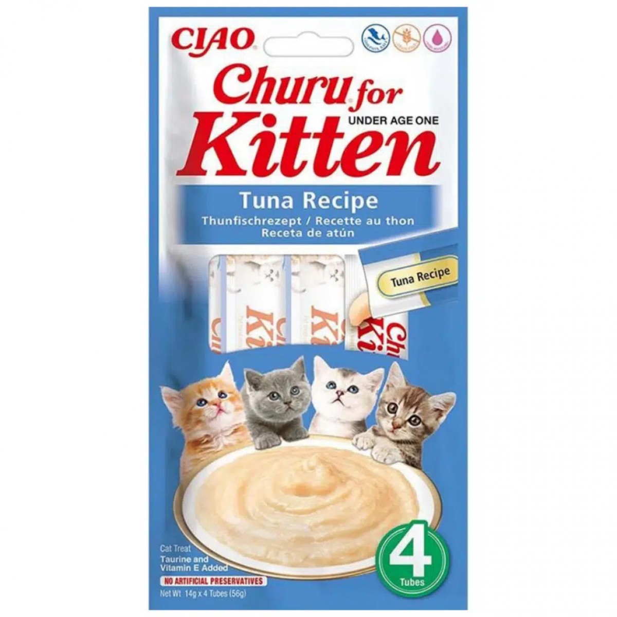 inaba Ciao Churu Kitten Cream Ton Balıklı Krema Yavru Kedi Ödülü 4x14 Gr