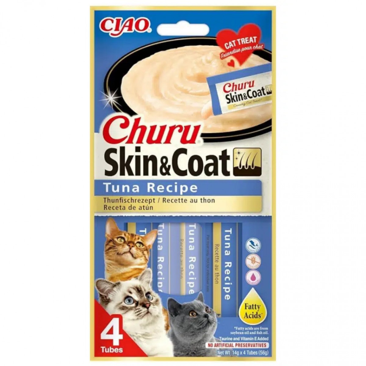 inaba Ciao Churu Skin & Coat Cream Ton Balıklı Krema Kedi Ödülü 4x14 Gr