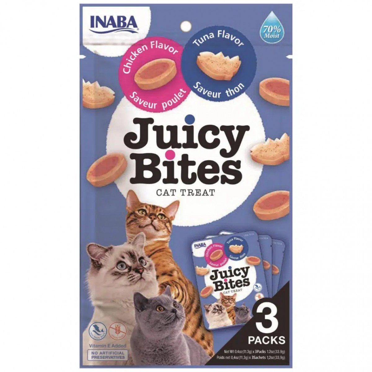 inaba Juicy Bites Tavuklu ve Ton Balıklı Kedi Ödülü 3x11.3 Gr