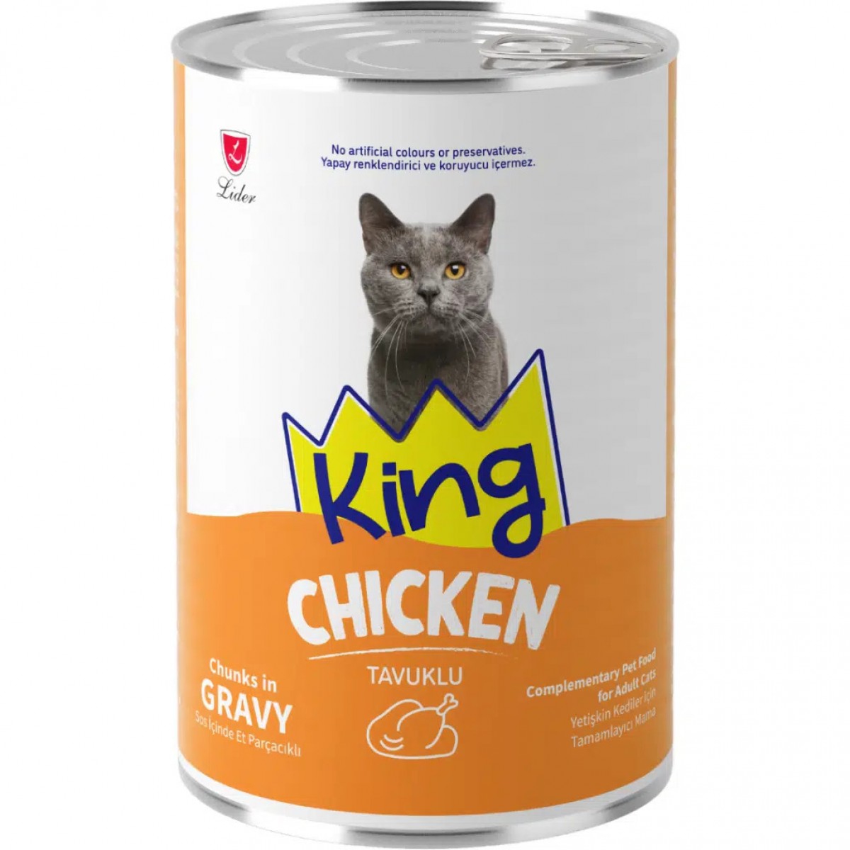 King Sos İçinde Et Parçacıklı Tavuklu Yetişkin Kedi Konservesi 400 Gr