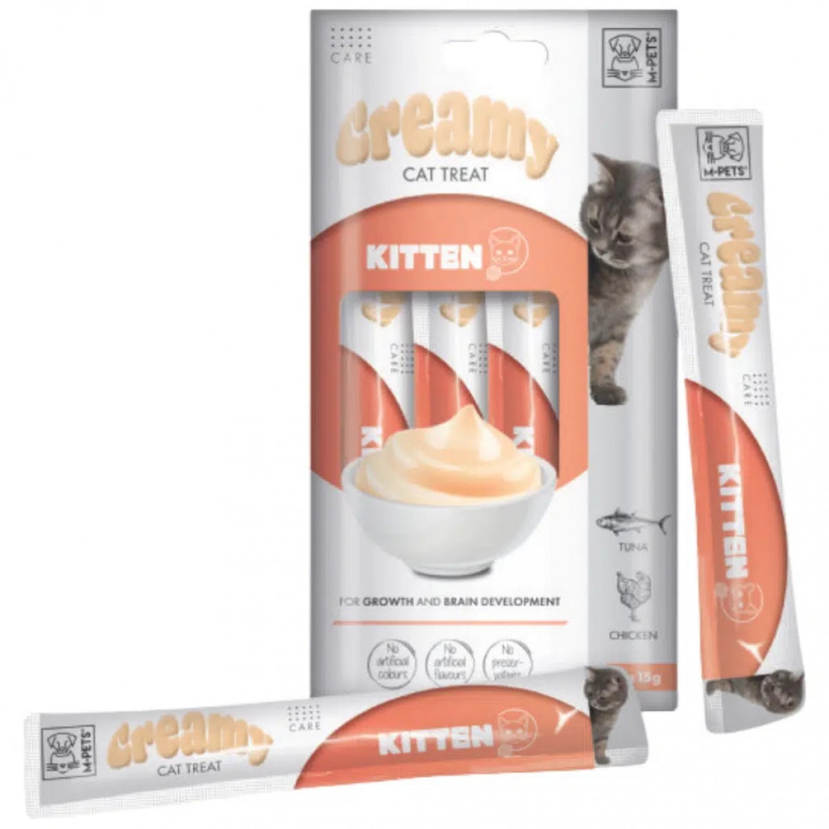 M-PETS Creamy Fonksiyonel Kitten Ton Balıklı ve Tavuklu Krema Yavru Kedi Ödülü 4x15 Gr