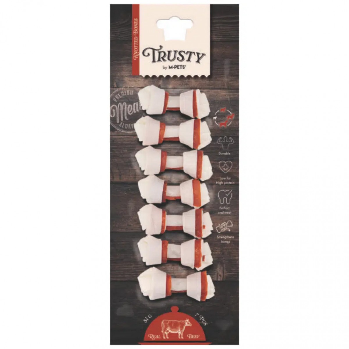 M-PETS Trusty Beef Düğümlü Kemik Köpek Ödülü 7 Li 84 Gr