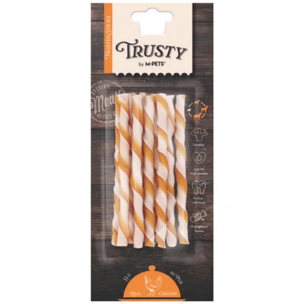 M-PETS Trusty Chicken Twisted Sticks Köpek Ödülü 10 Lu 55 Gr