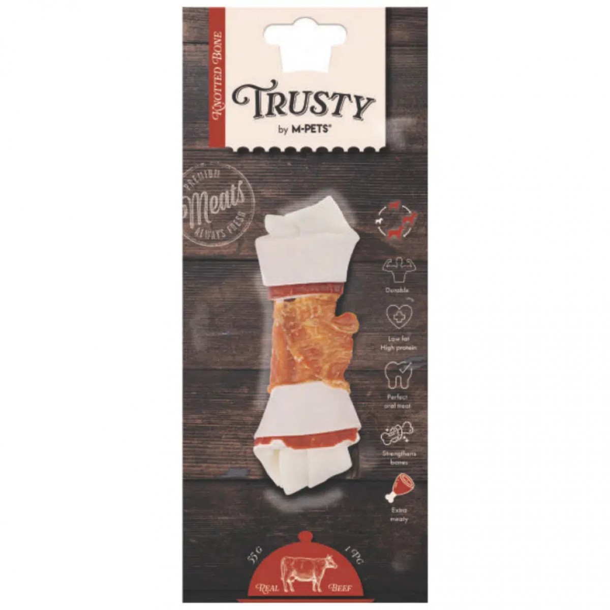 M-PETS Trusty Extra Beef Düğümlü Kemik Köpek Ödülü 55 Gr