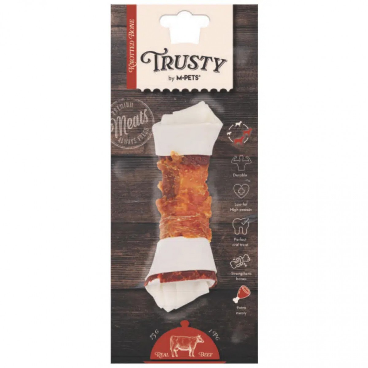 M-PETS Trusty Extra Beef Düğümlü Kemik Köpek Ödülü 75 Gr