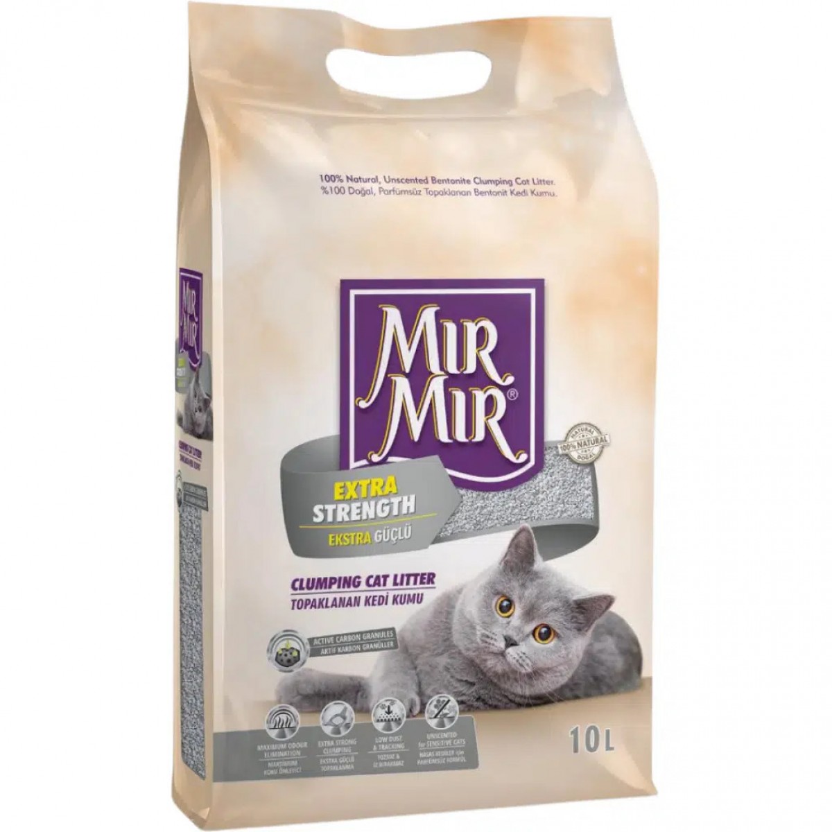 Mırmır Aktif Karbonlu Bentonit Kedi Kumu 10 Lt