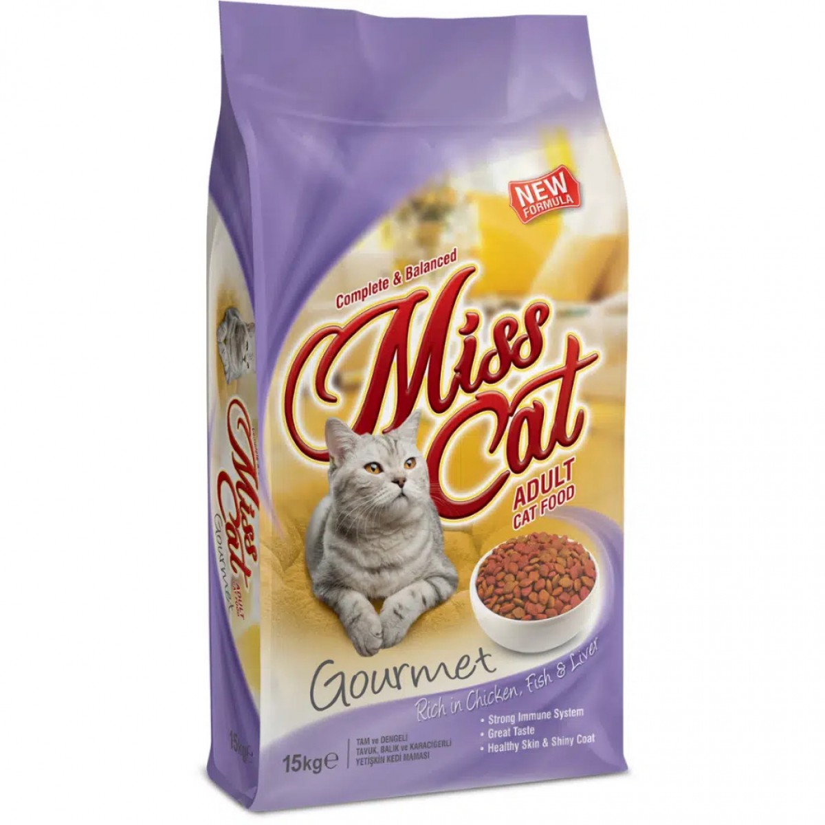 Miss Cat Gourmet Tavuk Balık ve Karaciğerli Yetişkin Kedi Maması 15 Kg
