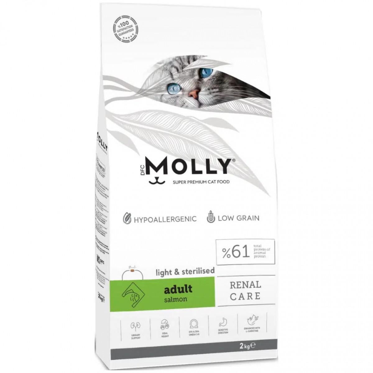 Molly Düşük Tahıllı Hypoallergenic Light & Sterilised Somonlu Kısırlaştırılmış Kedi Maması 2 Kg