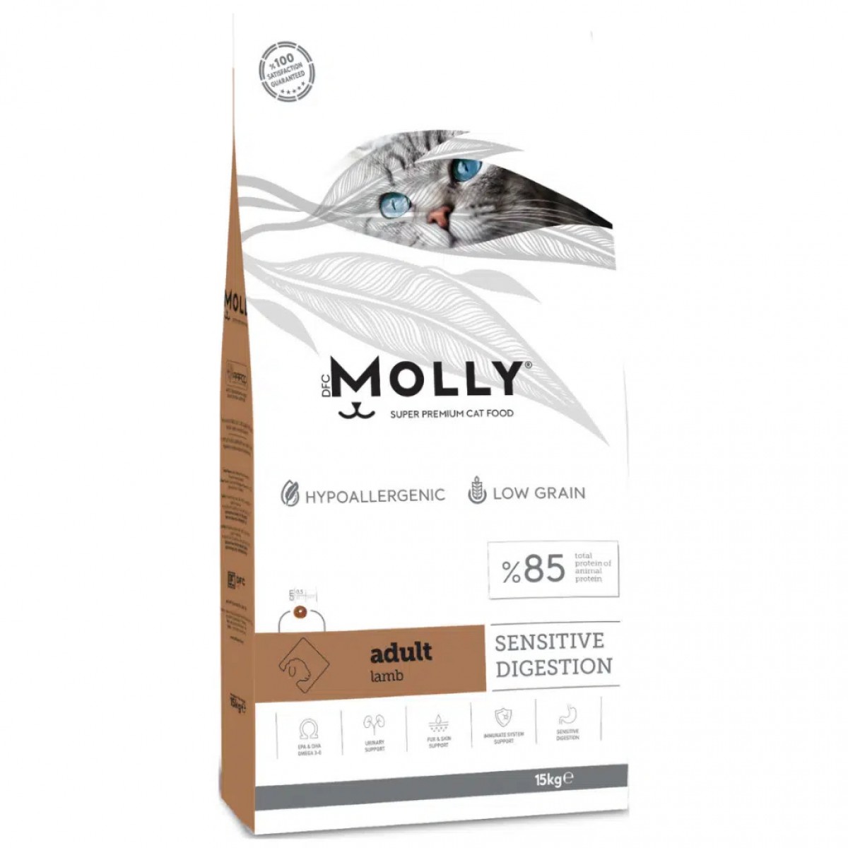 Molly Düşük Tahıllı Hypoallergenic Sensitive Digestion Kuzu Etli Yetişkin Kedi Maması 15 Kg