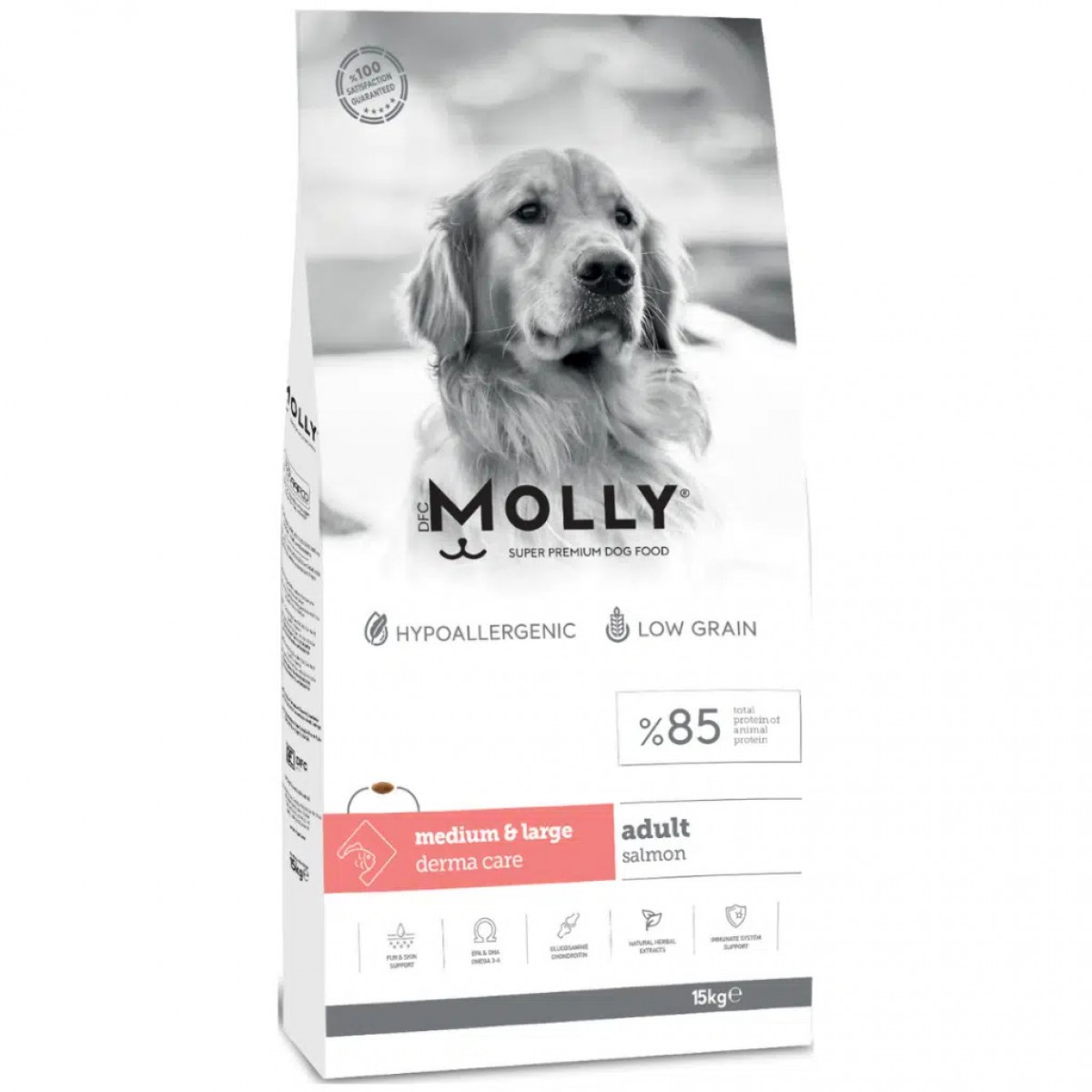 Molly Medium Adult Derma Care Somonlu Orta ve Büyük Irk Yetişkin Köpek Maması 15 Kg