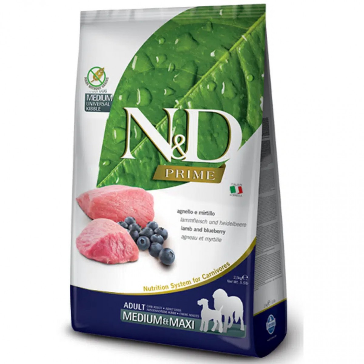 N&D Tahılsız Kuzu Etli ve Yaban Mersinli Orta ve Büyük Irk Yetişkin Köpek Maması 12 Kg