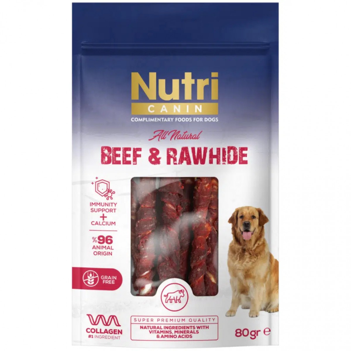 Nutri Canin Rawhide Sığır Eti Sargılı Burgu Kemik Köpek Ödülü 80 Gr