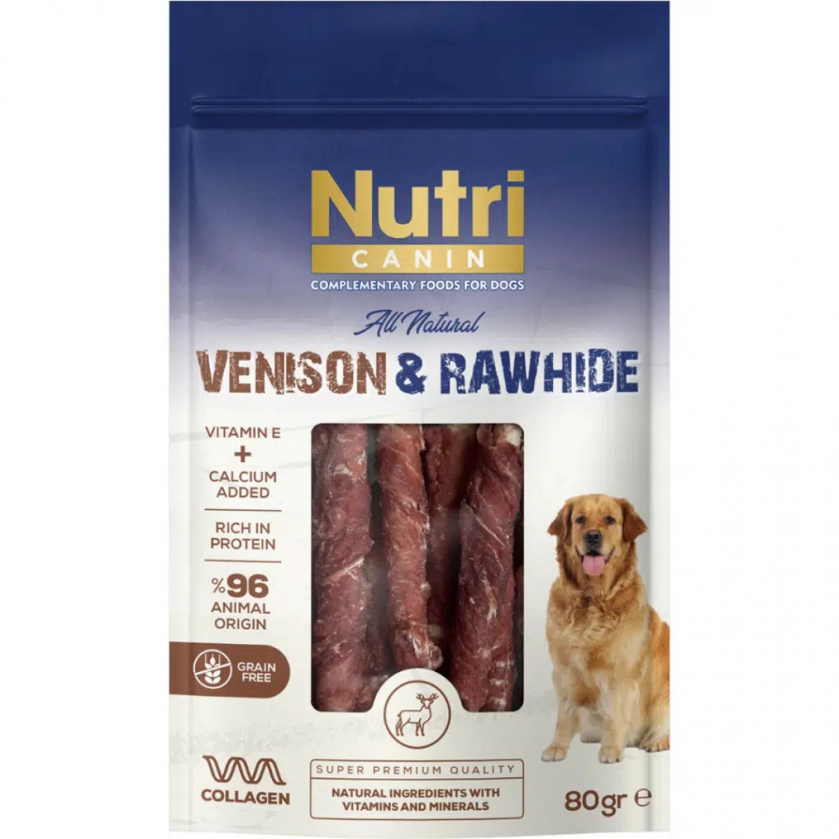 Nutri Canin Venison & Rawhide Geyik Eti Sargılı Kemik Köpek Ödülü 80 Gr