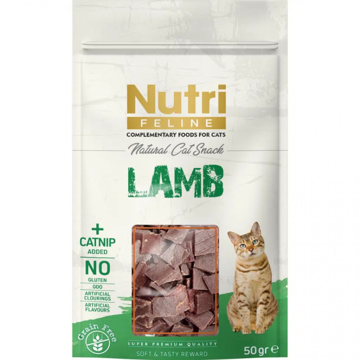 Nutri Feline Natural Cat Snack Lamb Kuzu Etli ve Catnipli Tahılsız Kedi Ödülü 50 Gr