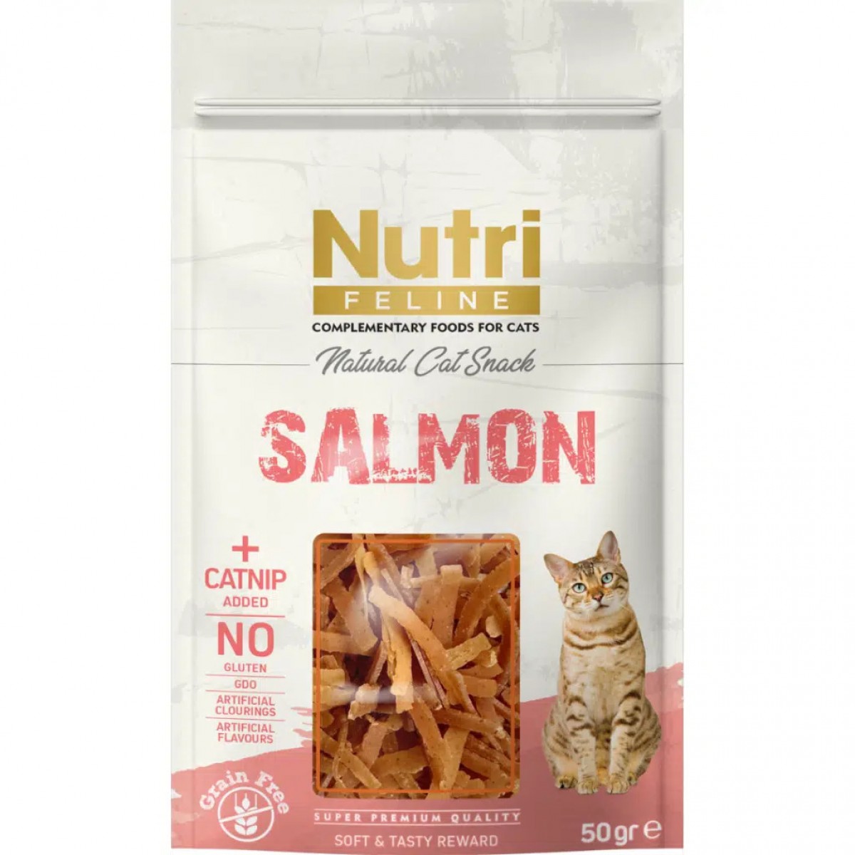 Nutri Feline Natural Cat Snack Salmon Somonlu ve Catnipli Tahılsız Kedi Ödülü 50 Gr