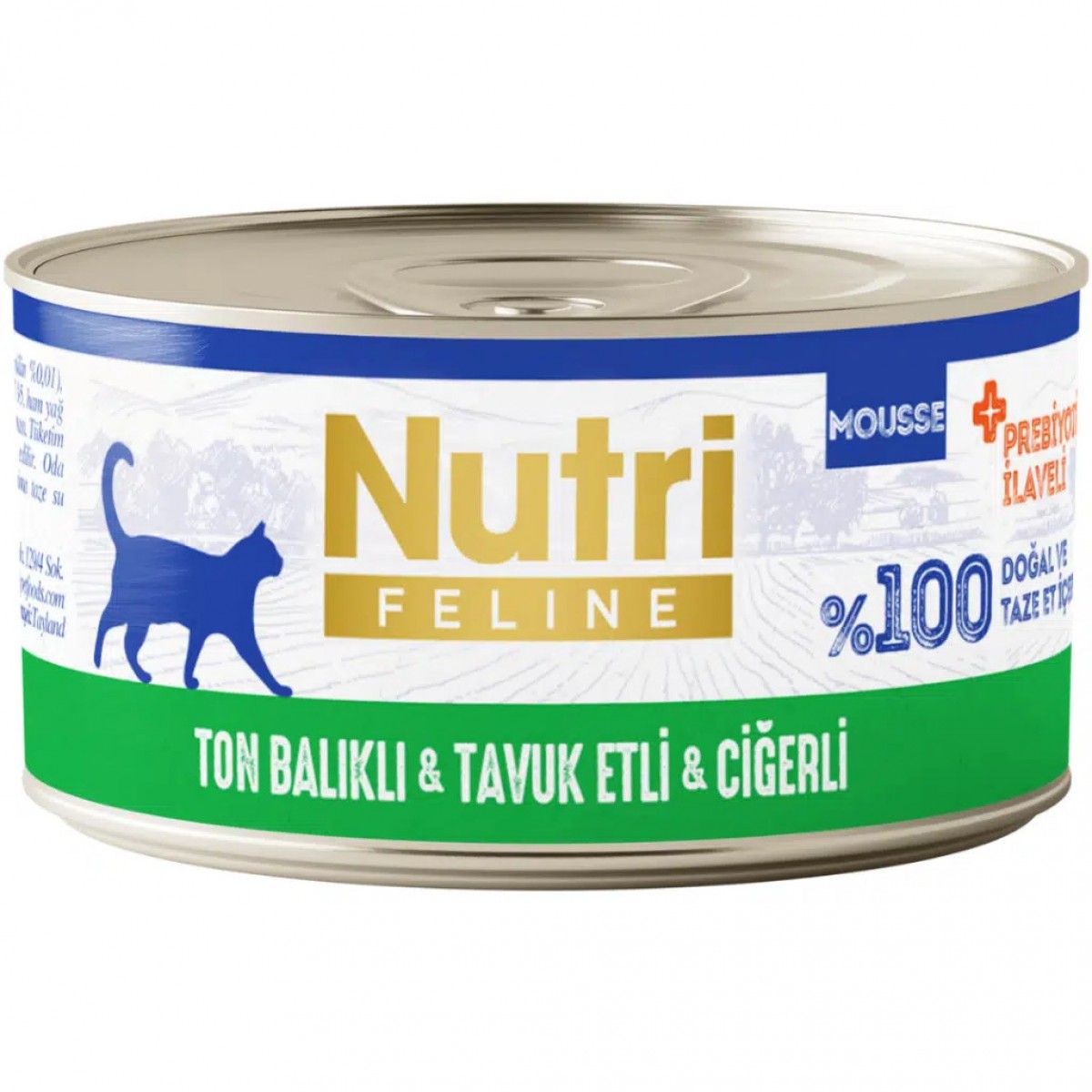 Nutri Feline Ton Balıklı Tavuk Etli ve Ciğerli Tahılsız Yetişkin Kedi Konservesi Mousse 70 Gr