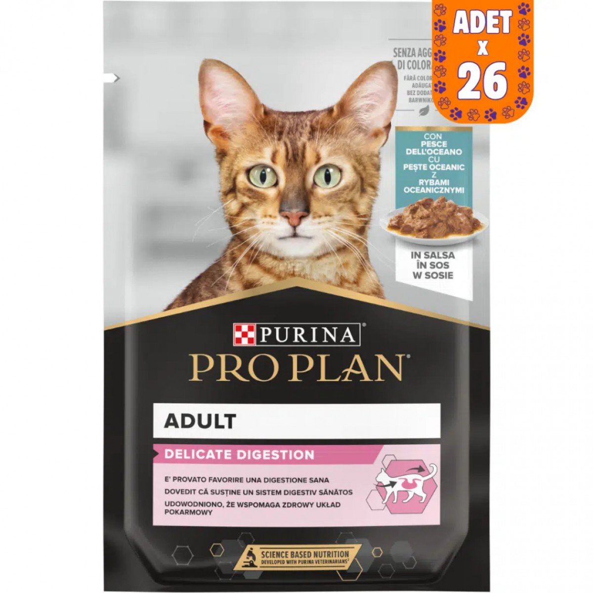 Pro Plan Delicate Sos İçinde Okyanus Balıklı Pouch Kedi Yaş Maması 26x85 Gr
