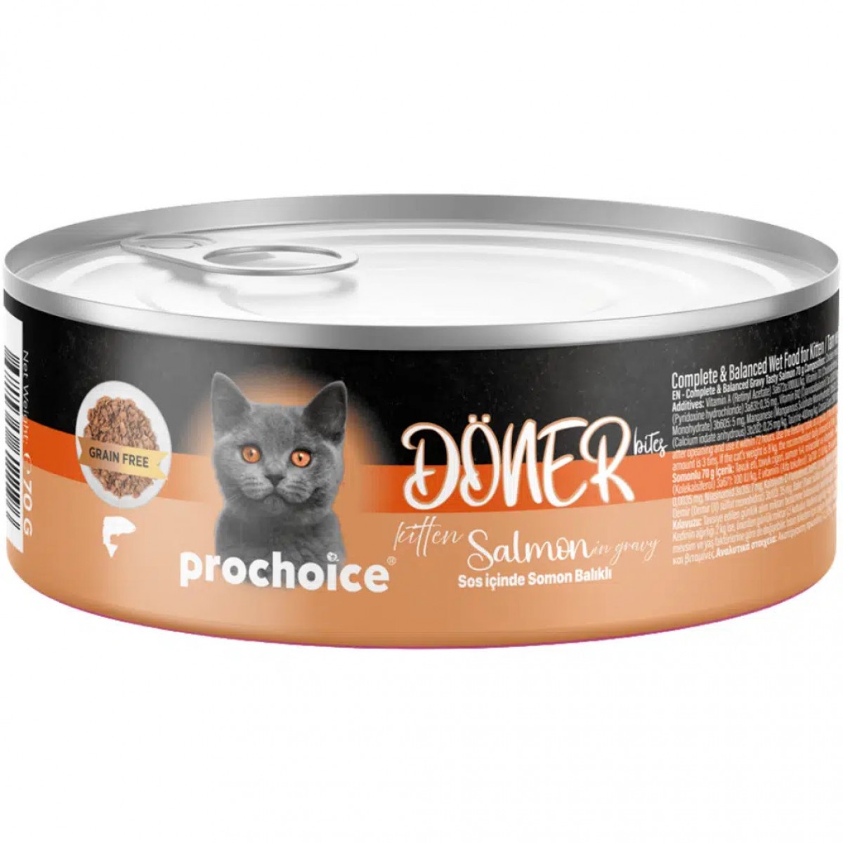ProChoice Döner Bites Sos İçinde Somonlu Yavru Kedi Konservesi 70 Gr