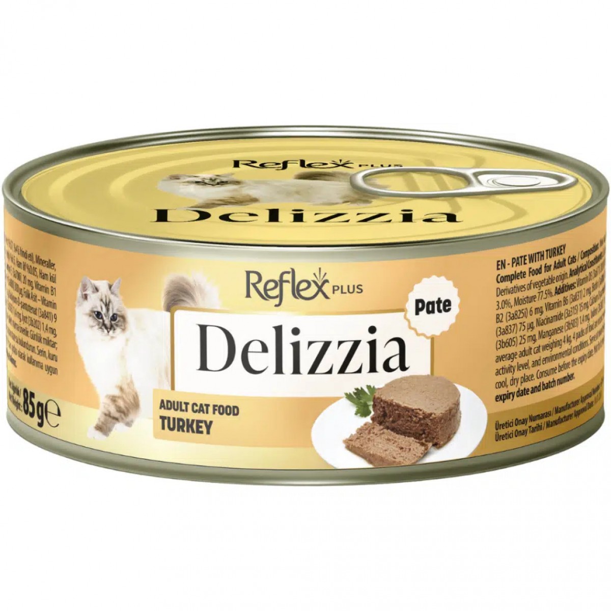 Reflex Plus Delizzia Kıyılmış Hindi Etli Yetişkin Kedi Konservesi Pate 85 Gr
