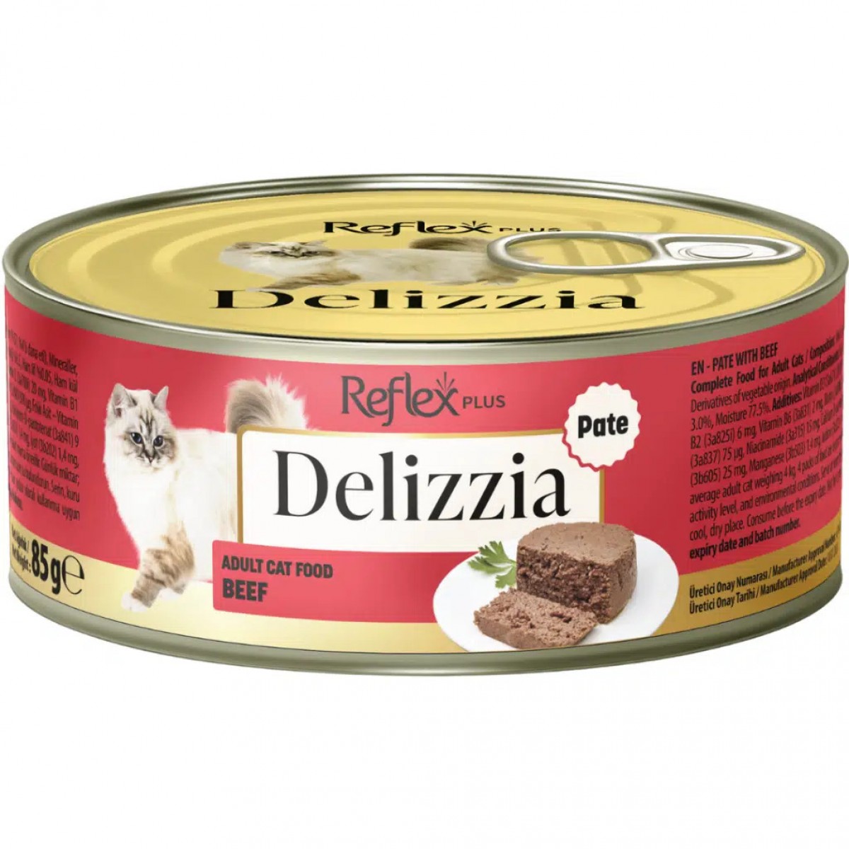 Reflex Plus Delizzia Kıyılmış Sığır Etli Yetişkin Kedi Konservesi Pate 85 Gr