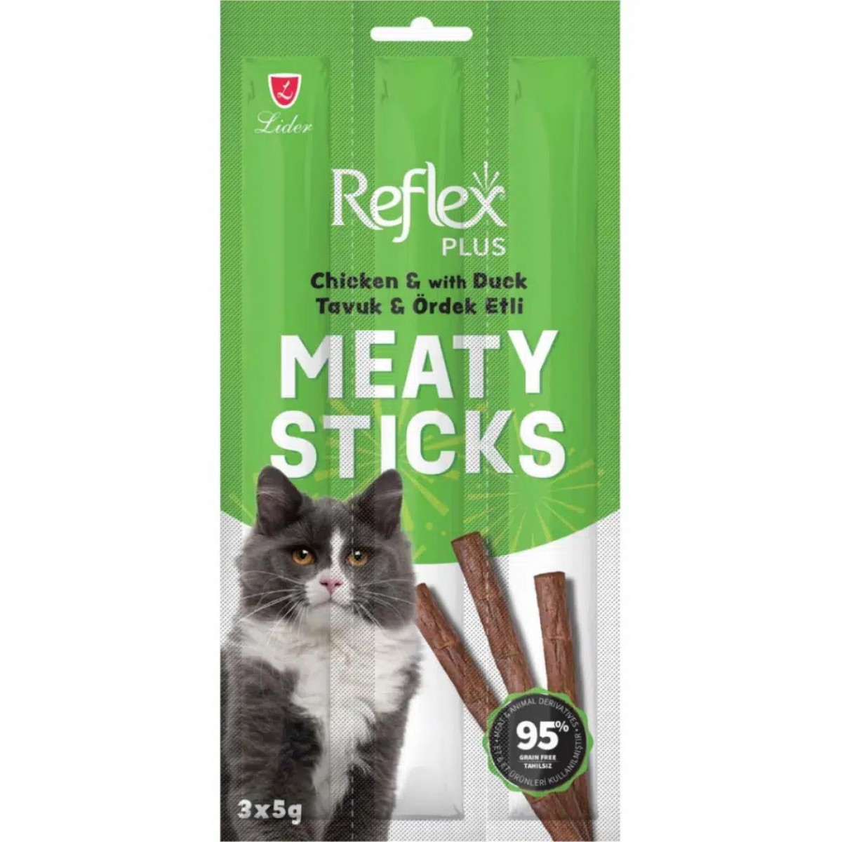 Reflex Plus Meaty Stick Tavuklu ve Ördekli Kedi Ödül Çubuğu 3x5 Gr