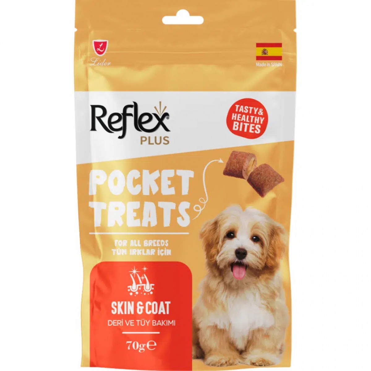 Reflex Plus Pocket Treats Skin & Coat Deri ve Tüy Sağlığı İçin Köpek Ödülü 70 Gr