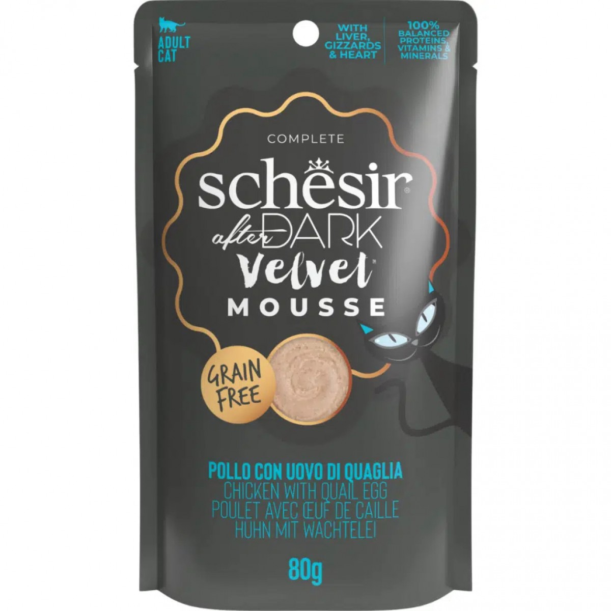Schesir After Dark Tavuklu ve Bıldırcın Yumurtası Mus Pouch Kedi Yaş Maması 80 Gr