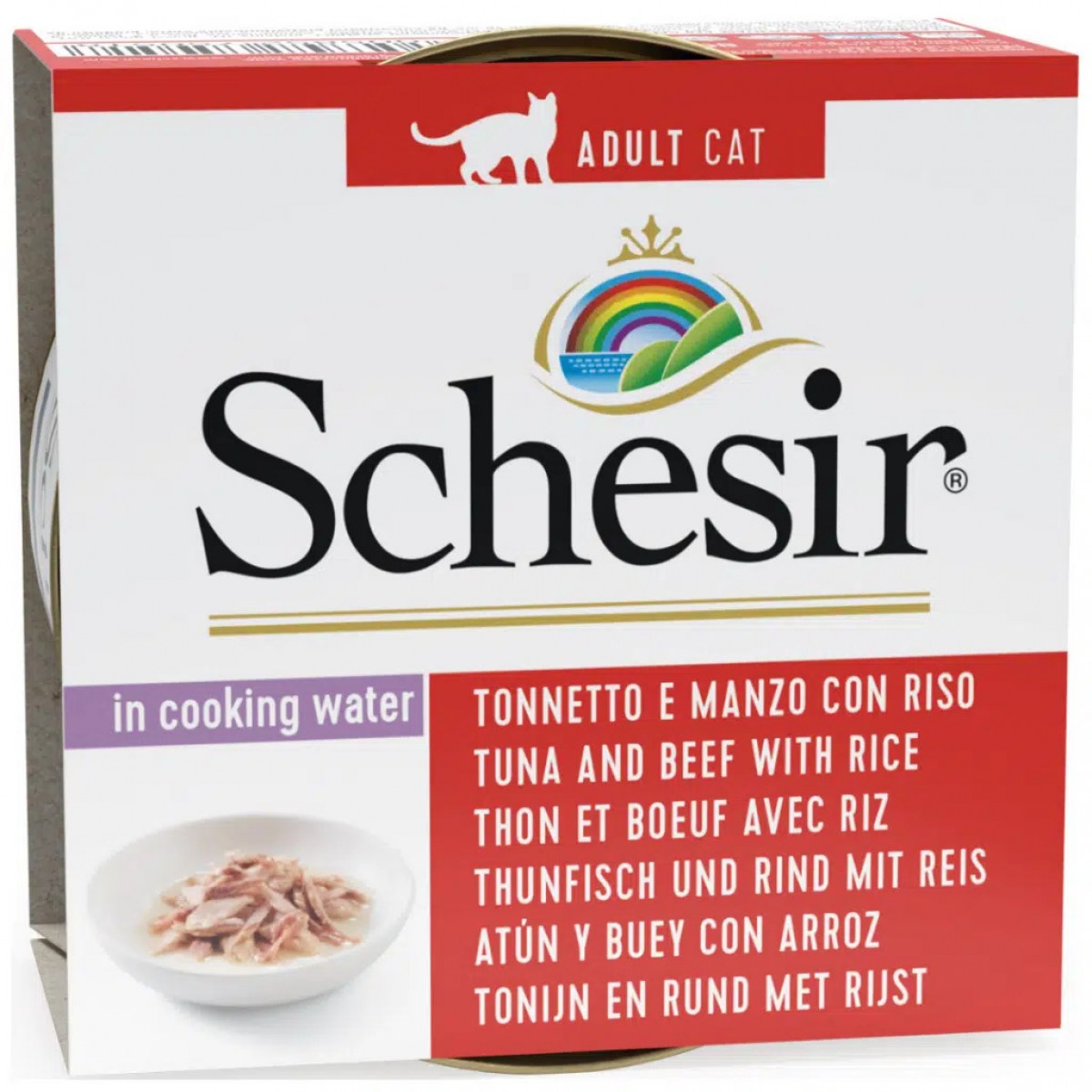 Schesir Cat İn Cooking Water Ton Balıklı ve Sığırlı Kendi Suyunda Doğal Kedi Konservesi 85 Gr