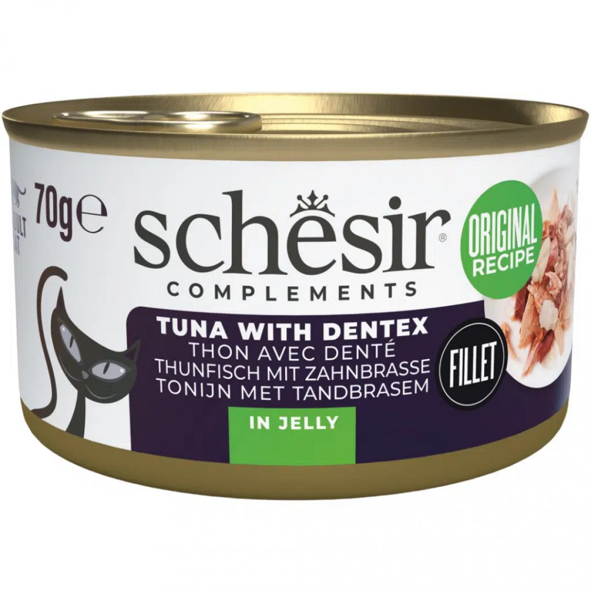 Schesir Ton Balıklı ve Sinarit Balıklı Jöle İçinde Kedi Konservesi 70 Gr