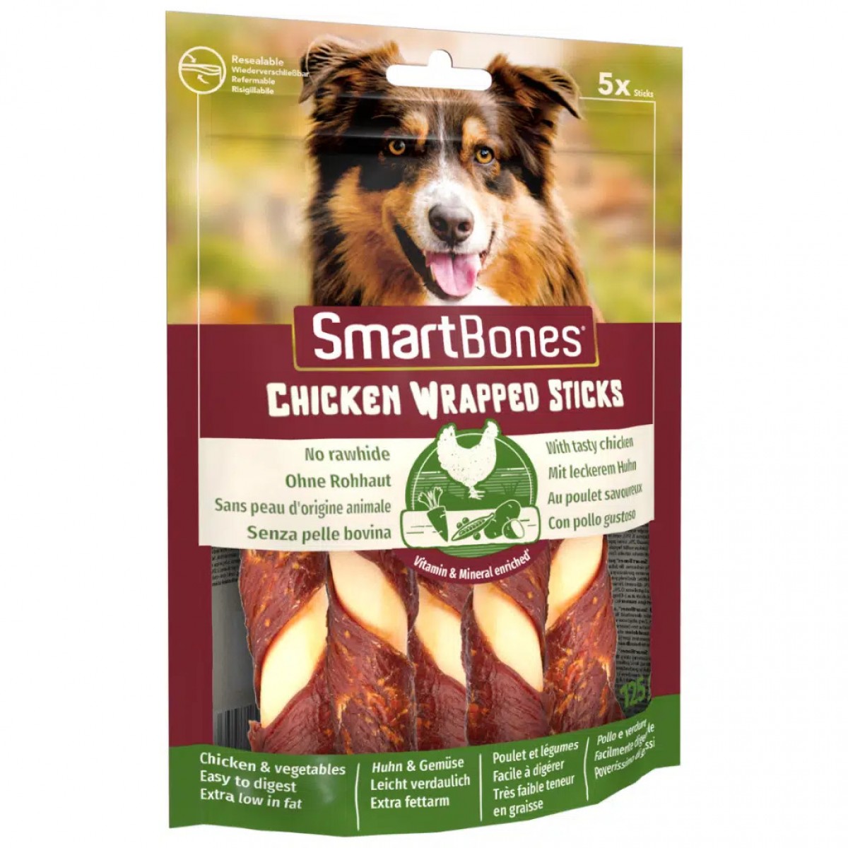 SmartBones Tavuk Sargılı Sticks Köpek Ödül Çubukları Medium 5 Li 125 Gr