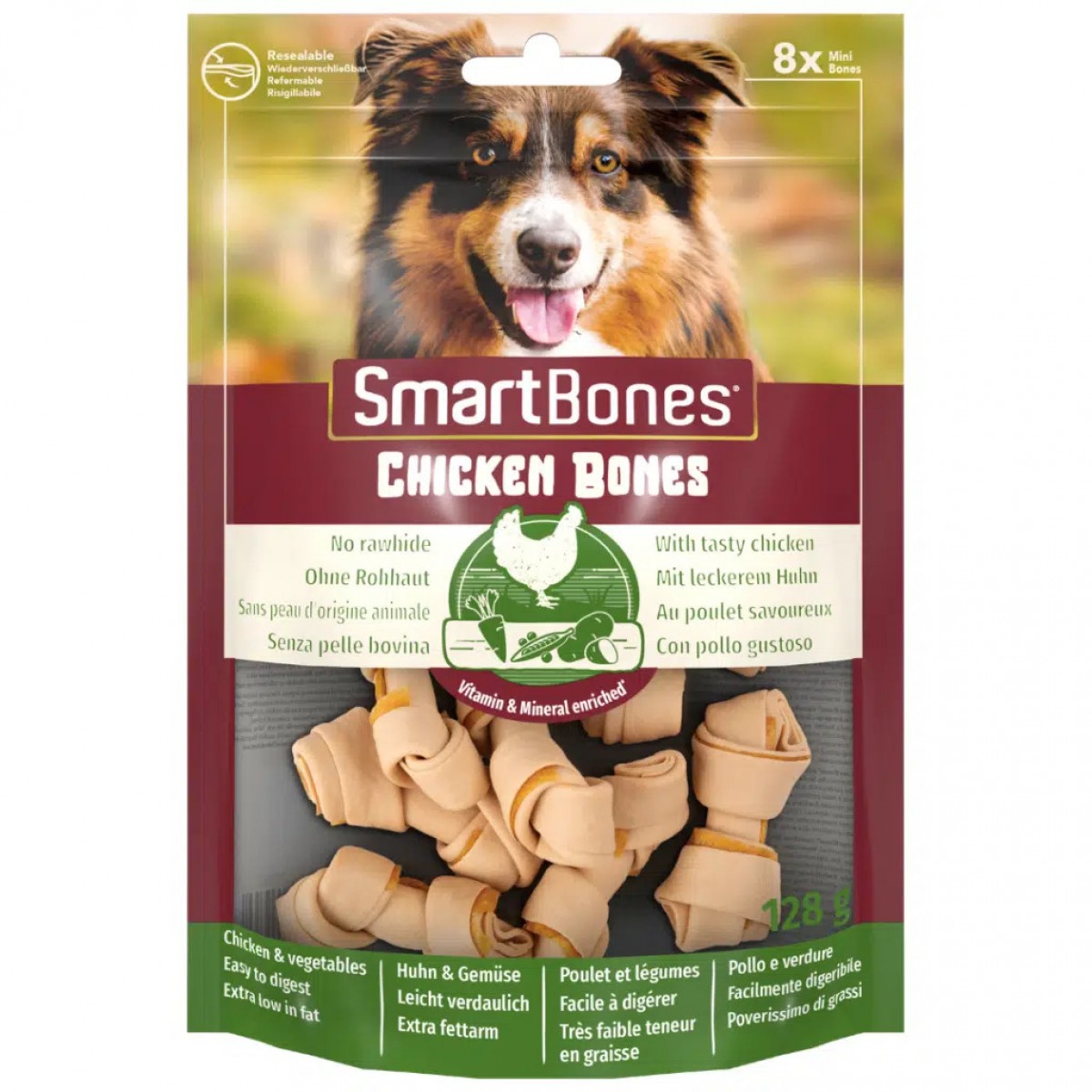 SmartBones Tavuklu Düğüm Köpek Ödül Kemiği Mini 8 Li 128 Gr