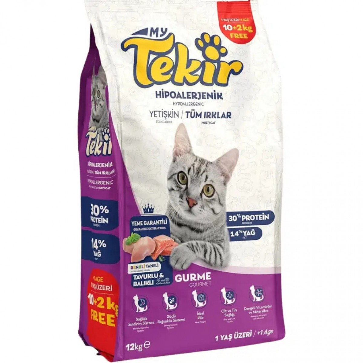 Tekir Gourmet Hipoalerjenik Yetişkin Kedi Maması 12 kg