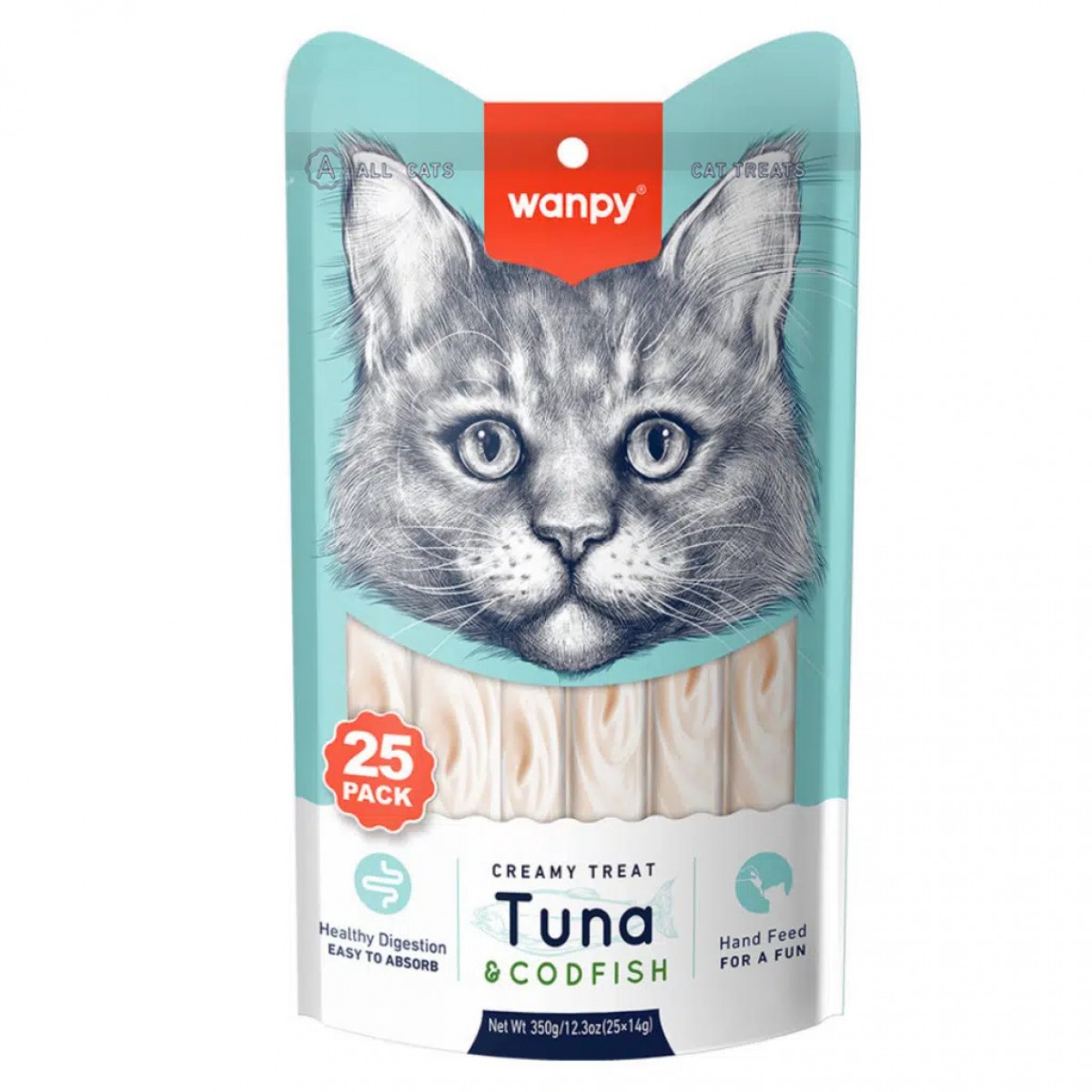 Wanpy Creamy Treat Ton ve Morina Balıklı Sıvı Kedi Ödül Maması 25x14 Gr