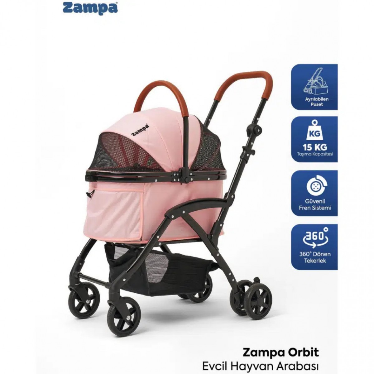 Zampa Orbit Kedi & Köpek Arabası Pembe