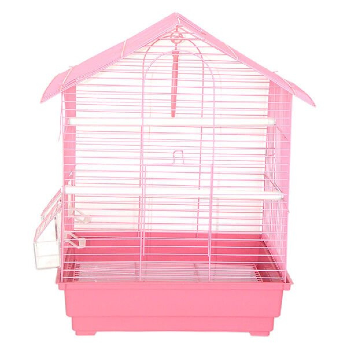 Dayang İki Kapılı Çatılı Muhabbet Kuşu Kafesi Renkli 35x28x46 Cm