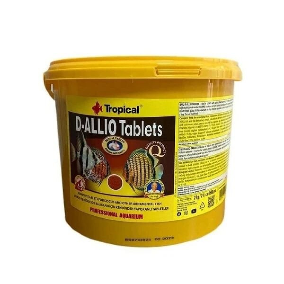 Tropical D-Allio Plus Tablet Discus Balıklar için Sarımsaklı Tablet Balık Yemi 2 Kg 4500 Adet